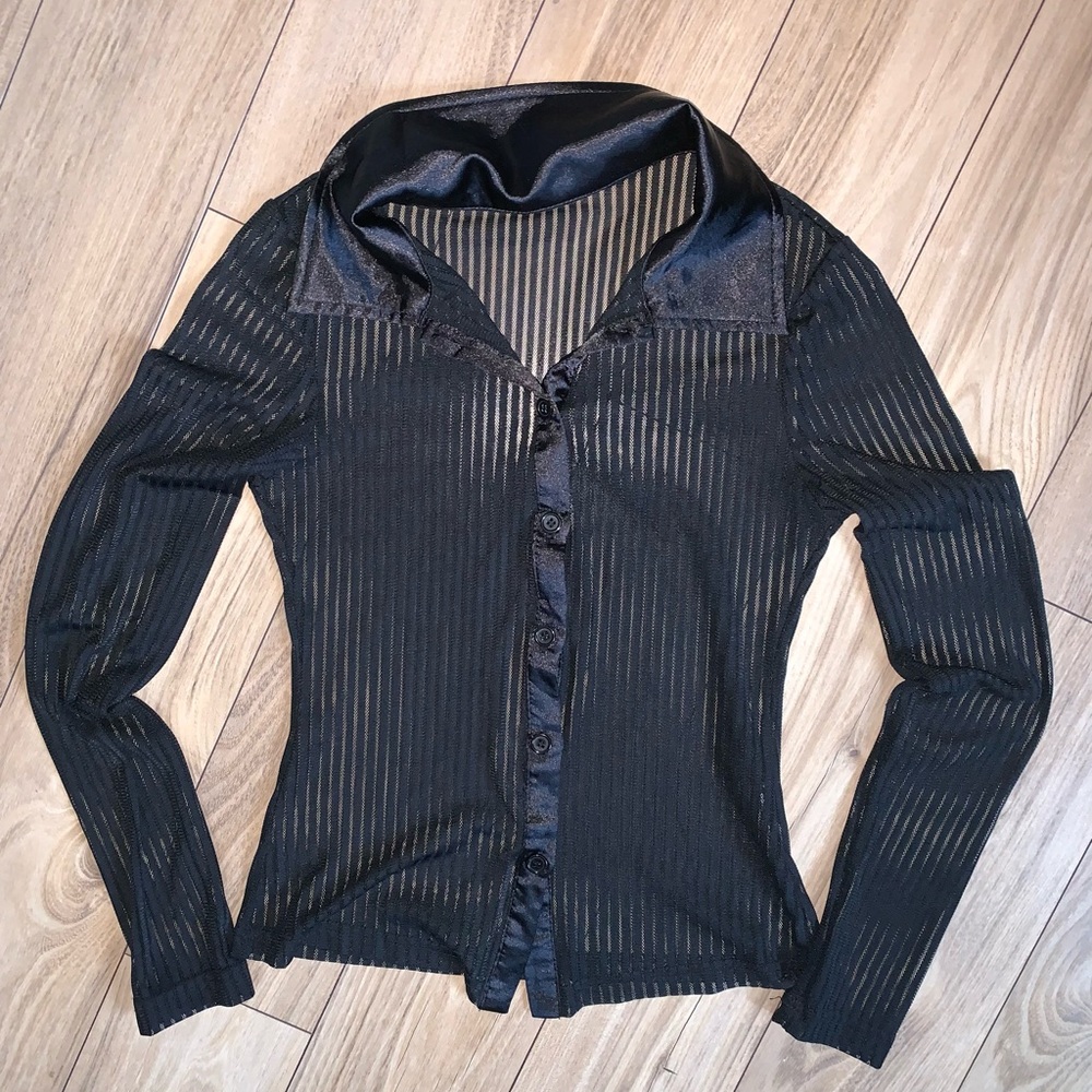 Sheer striped button up